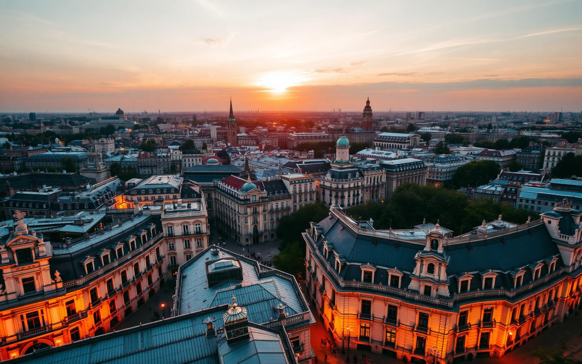 Skyline de Madrid al atardecer